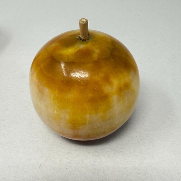 Alabaster Fruit Set of 4 Pieces Peach Apples Mango Stone Marble Vintage - Picture 15 of 16